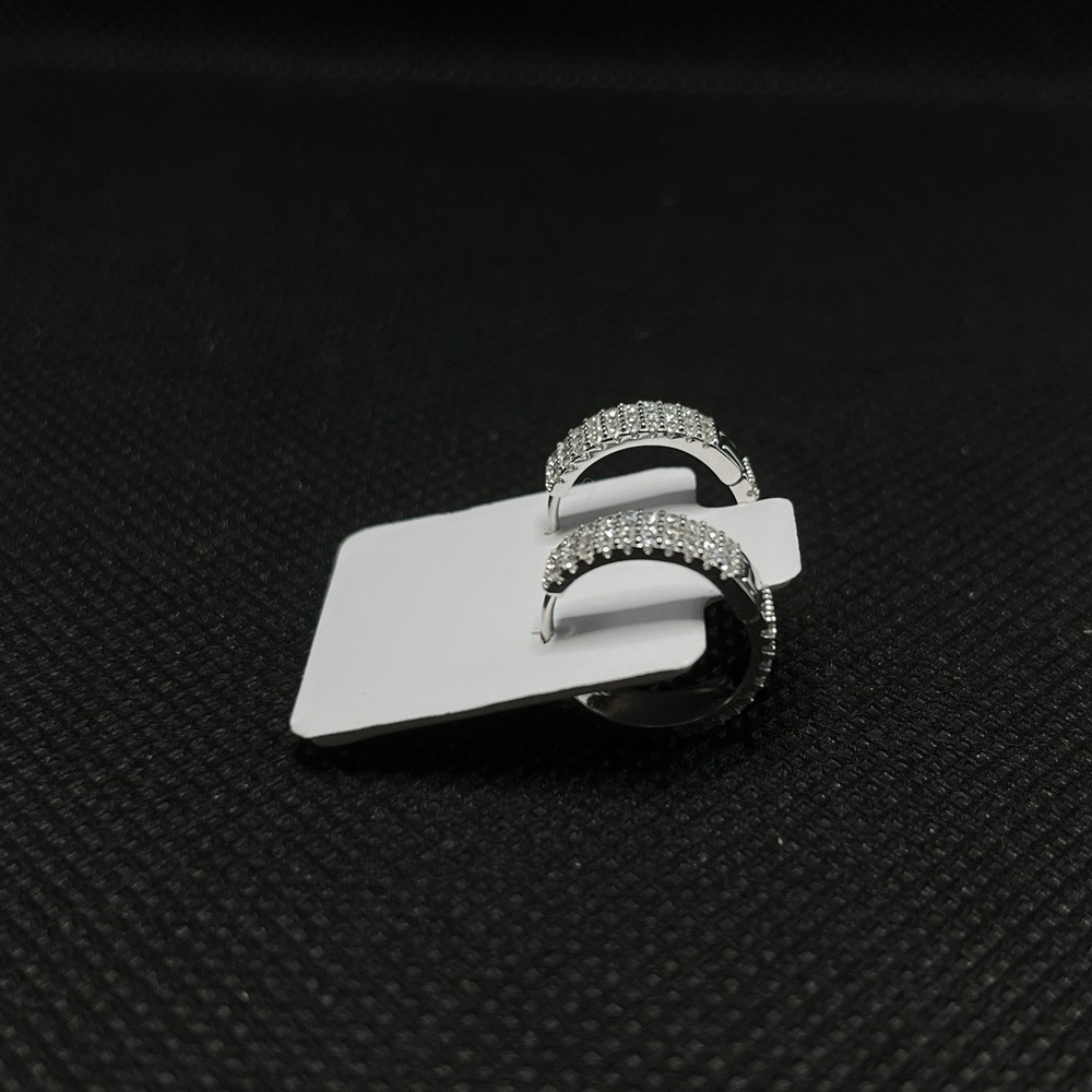Aretes de argolla de plata 925 con piedritas brillante